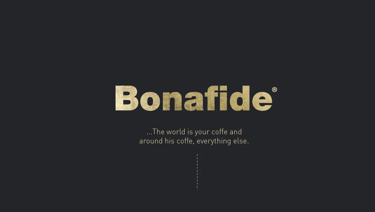 Logotipo Bonafide en dorado sobre fondo oscuro