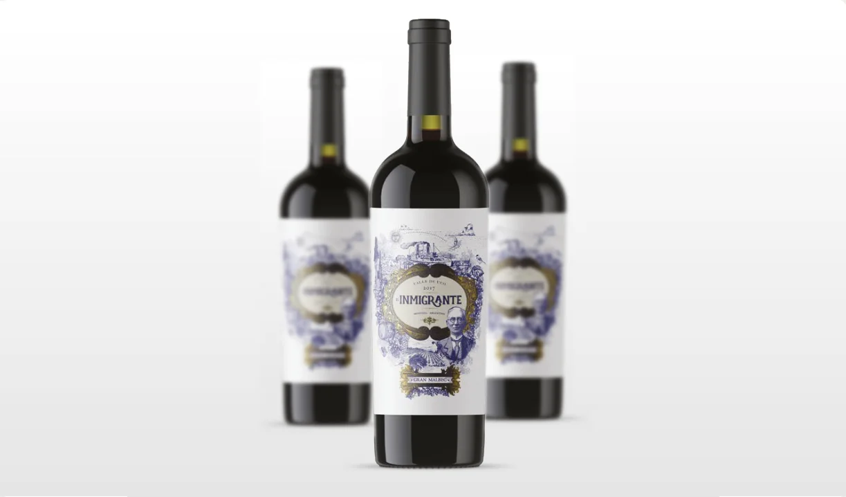 Botella final El Inmigrante Gran Malbec — Bodega Gabrielli
