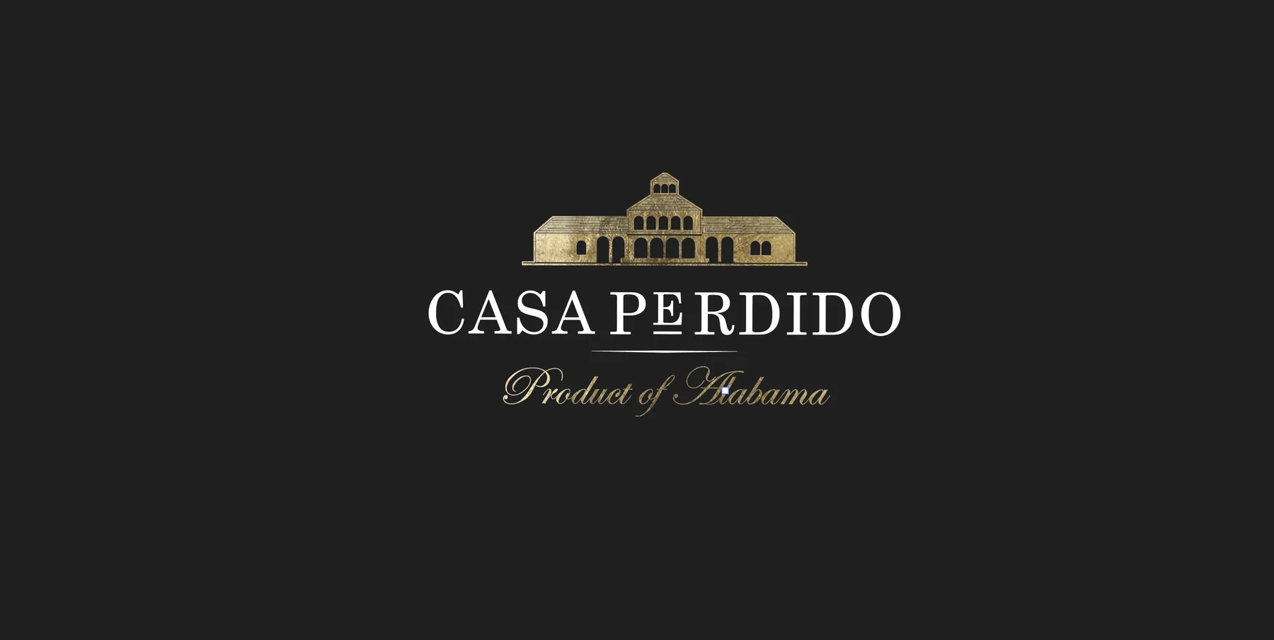 Casa Perdido — Logotipo principal, ilustración dorada del edificio histórico sobre fondo negro